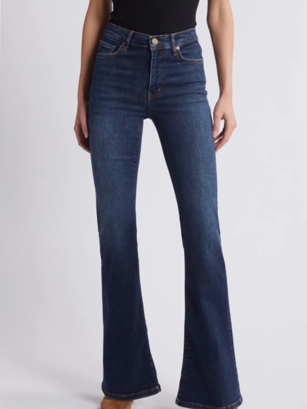 Frame Denim High-Rise Dark Blue Flare Jeans